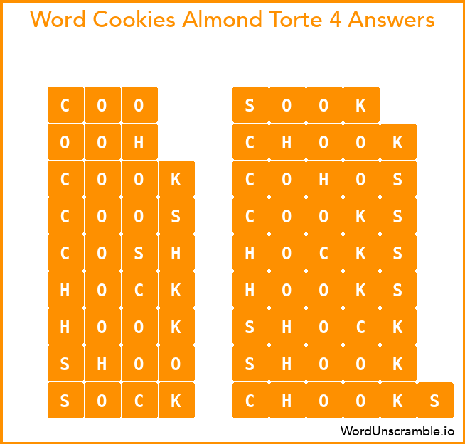 Word Cookies Almond Torte 4 Answers