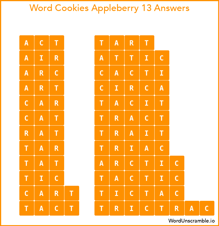 Word Cookies Appleberry 13 Answers