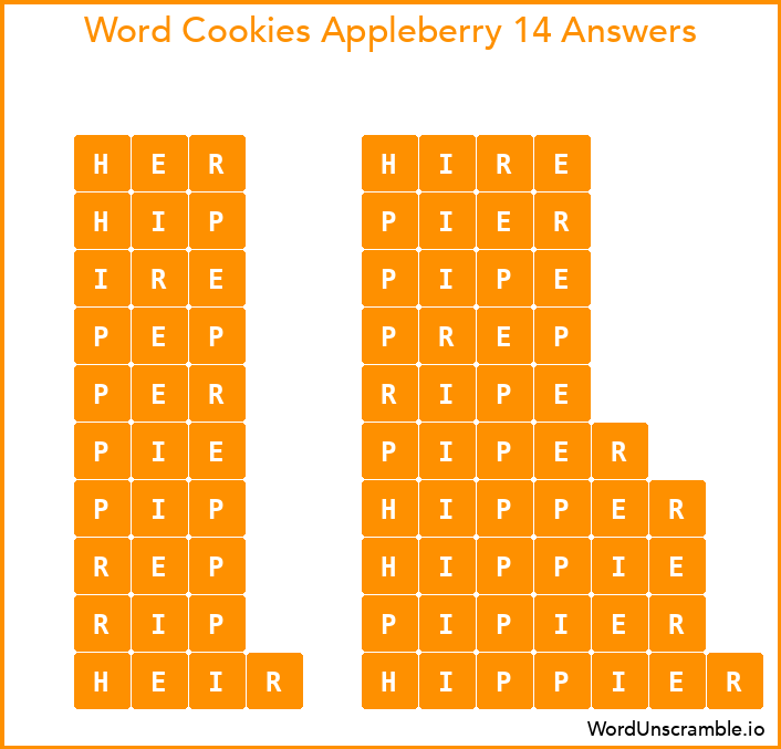 Word Cookies Appleberry 14 Answers
