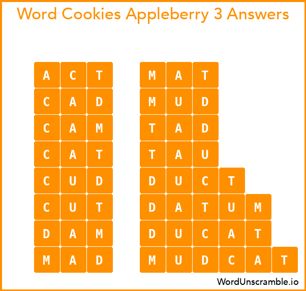 Word Cookies Appleberry 3 Answers