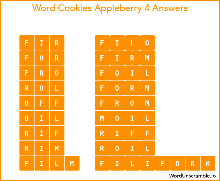 Word Cookies Appleberry 4 Answers