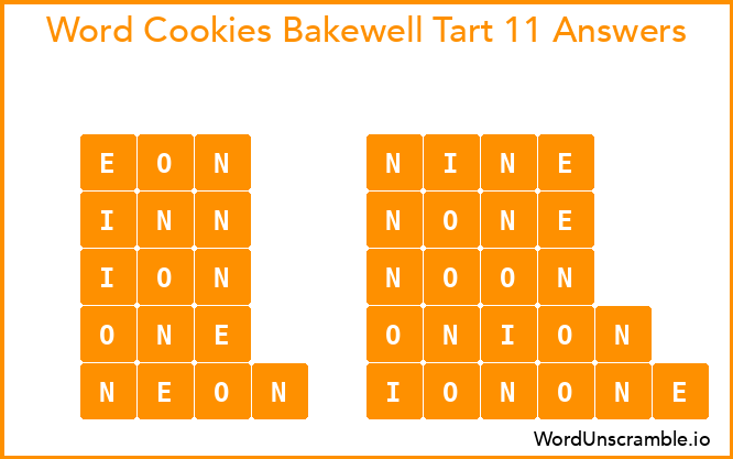 Word Cookies Bakewell Tart 11 Answers