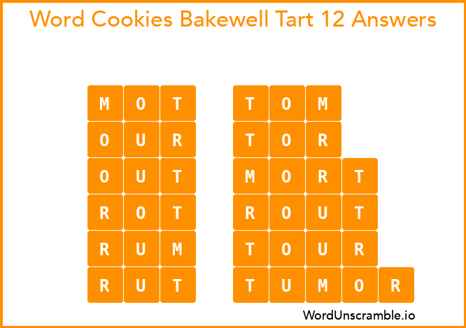 Word Cookies Bakewell Tart 12 Answers
