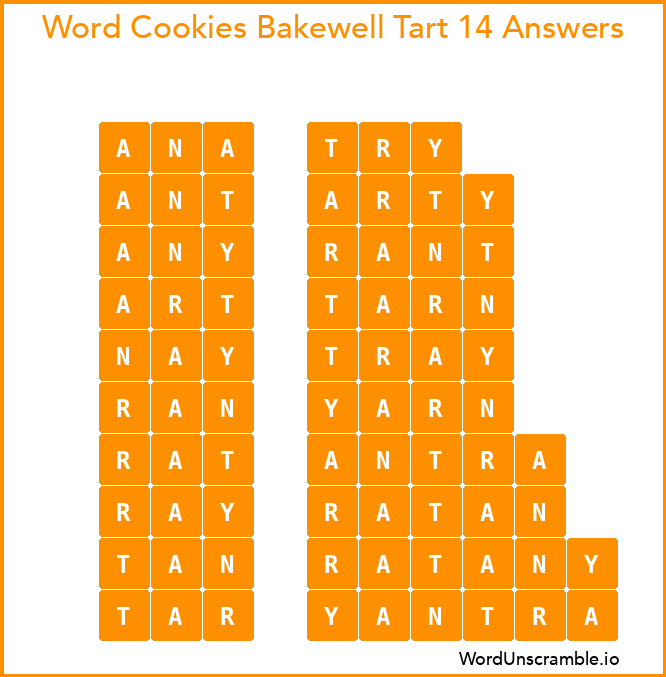 Word Cookies Bakewell Tart 14 Answers