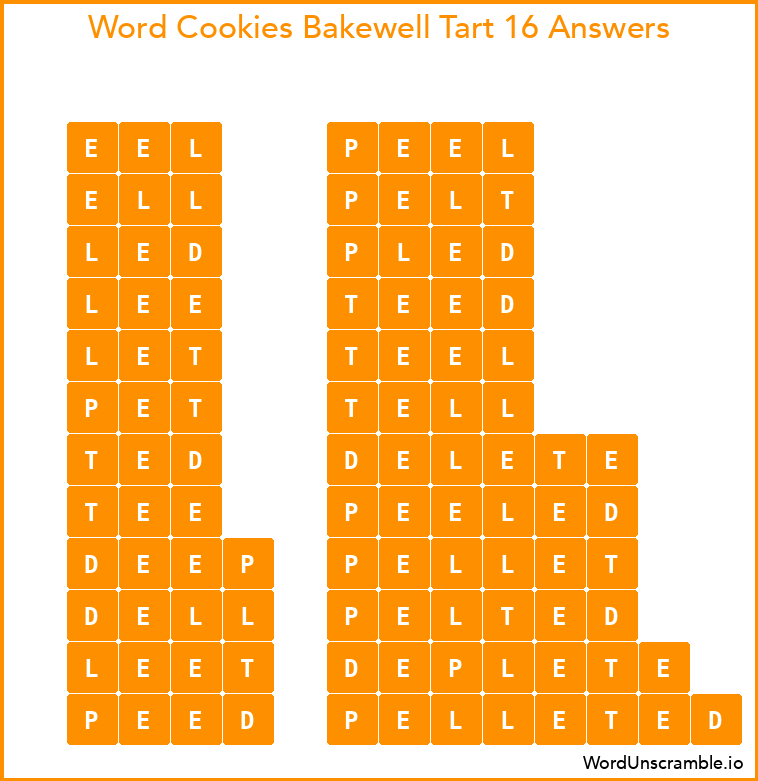 Word Cookies Bakewell Tart 16 Answers