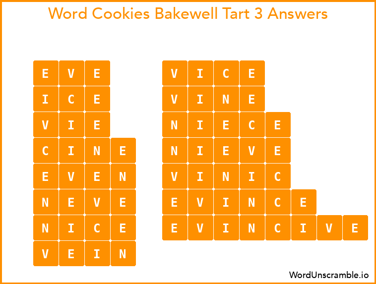 Word Cookies Bakewell Tart 3 Answers