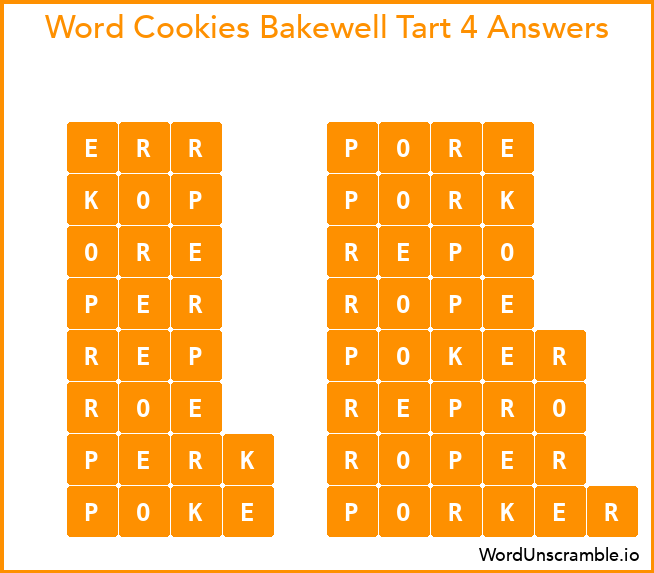 Word Cookies Bakewell Tart 4 Answers