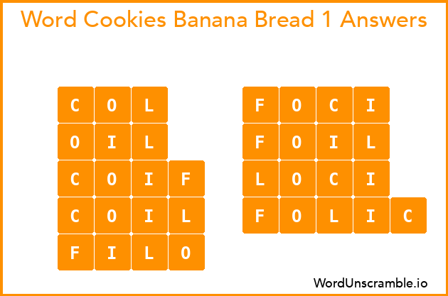 Word Cookies Banana Bread 1 Answers