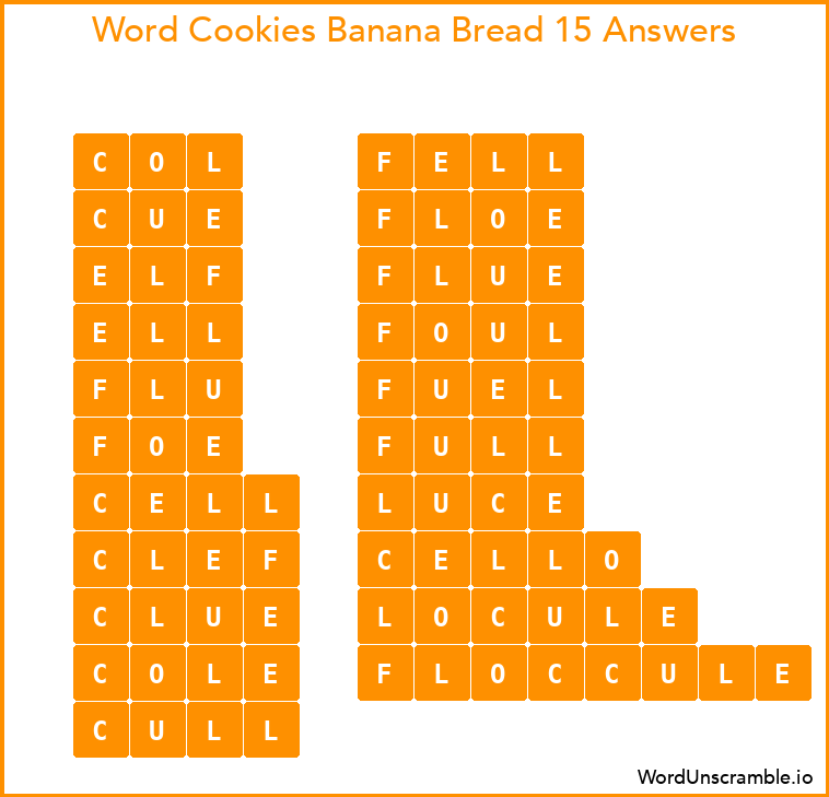 Word Cookies Banana Bread 15 Answers