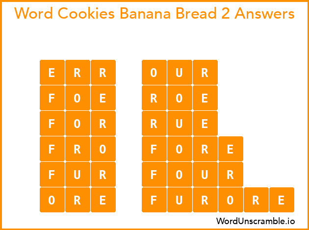 Word Cookies Banana Bread 2 Answers