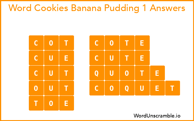 Word Cookies Banana Pudding 1 Answers