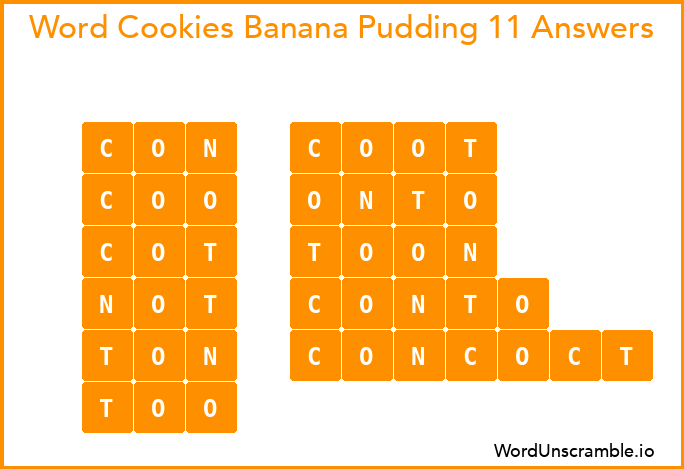 Word Cookies Banana Pudding 11 Answers