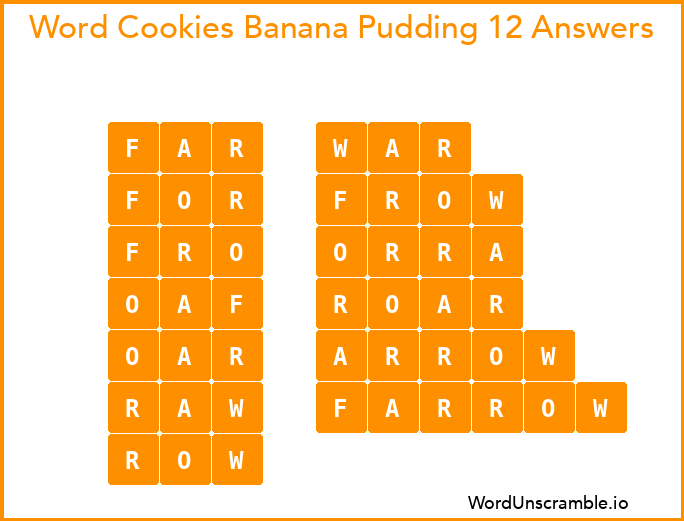 Word Cookies Banana Pudding 12 Answers