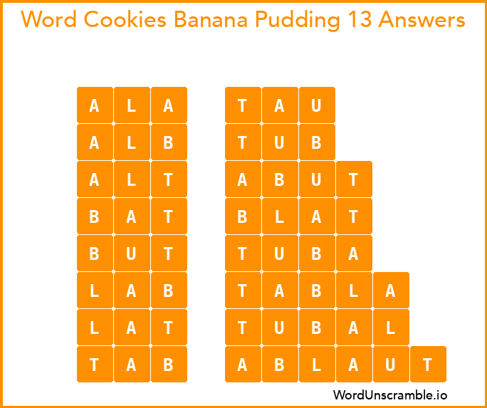 Word Cookies Banana Pudding 13 Answers