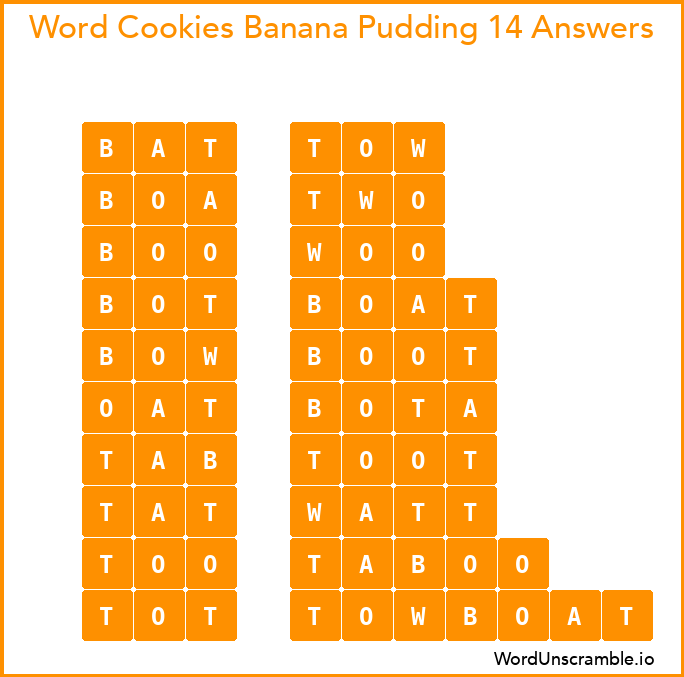 Word Cookies Banana Pudding 14 Answers