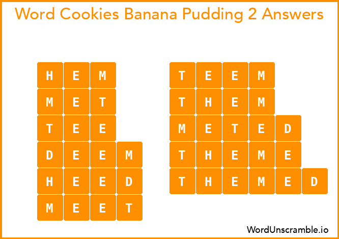 Word Cookies Banana Pudding 2 Answers