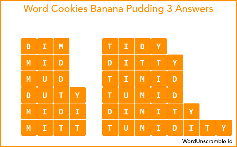 Word Cookies Banana Pudding 3 Answers