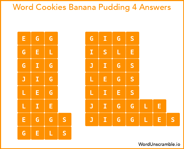 Word Cookies Banana Pudding 4 Answers