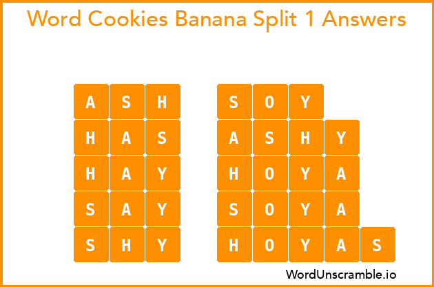 Word Cookies Banana Split 1 Answers