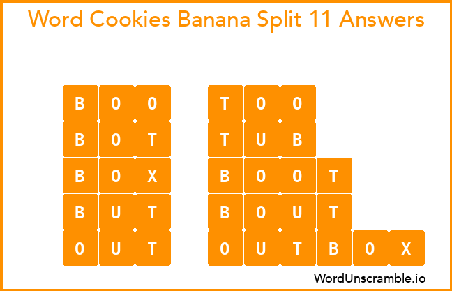 Word Cookies Banana Split 11 Answers