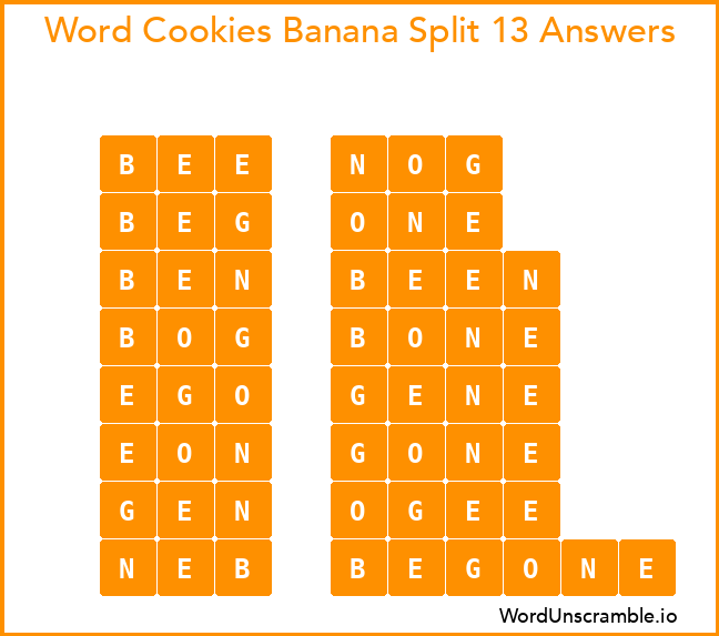 Word Cookies Banana Split 13 Answers
