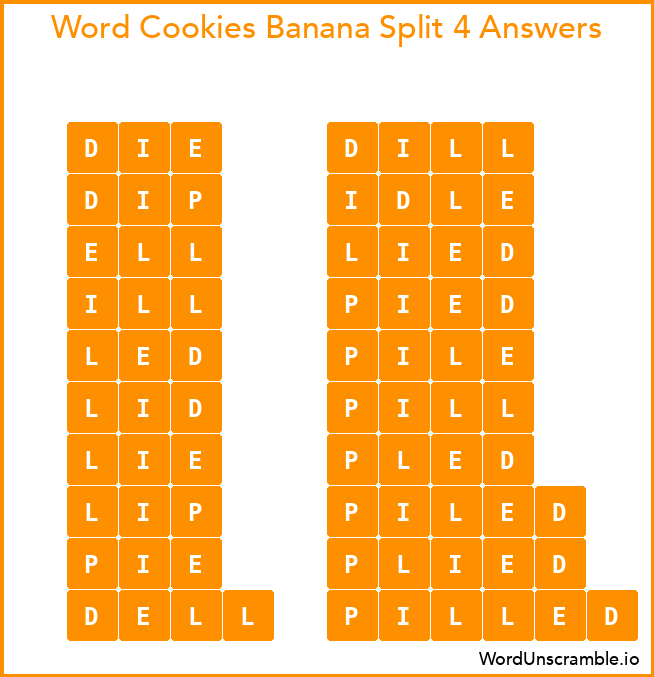 Word Cookies Banana Split 4 Answers