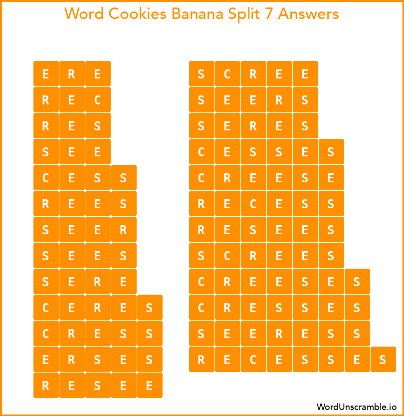 Word Cookies Banana Split 7 Answers