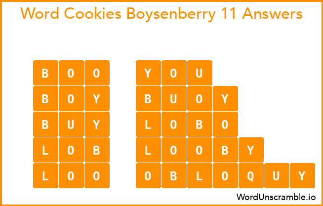 Word Cookies Boysenberry 11 Answers