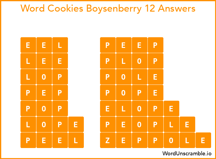 Word Cookies Boysenberry 12 Answers