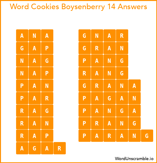 Word Cookies Boysenberry 14 Answers