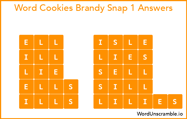 Word Cookies Brandy Snap 1 Answers