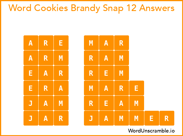 Word Cookies Brandy Snap 12 Answers