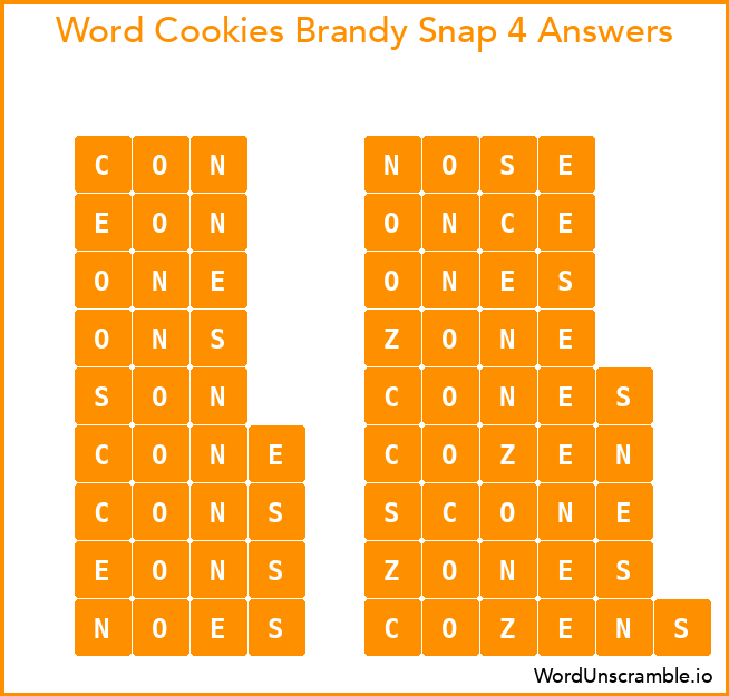 Word Cookies Brandy Snap 4 Answers