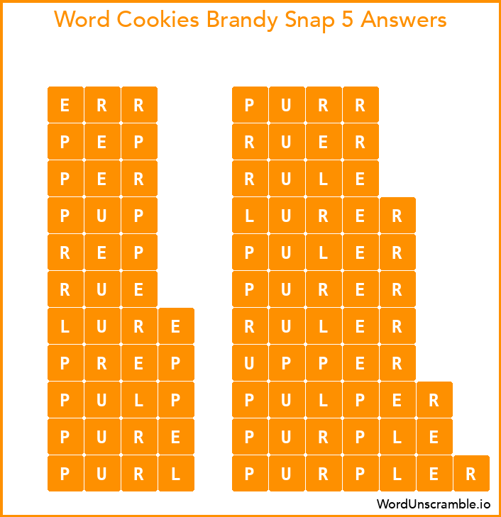 Word Cookies Brandy Snap 5 Answers