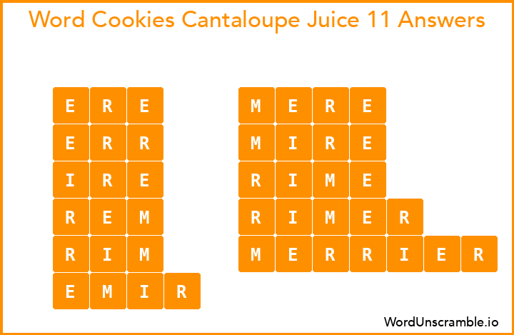 Word Cookies Cantaloupe Juice 11 Answers