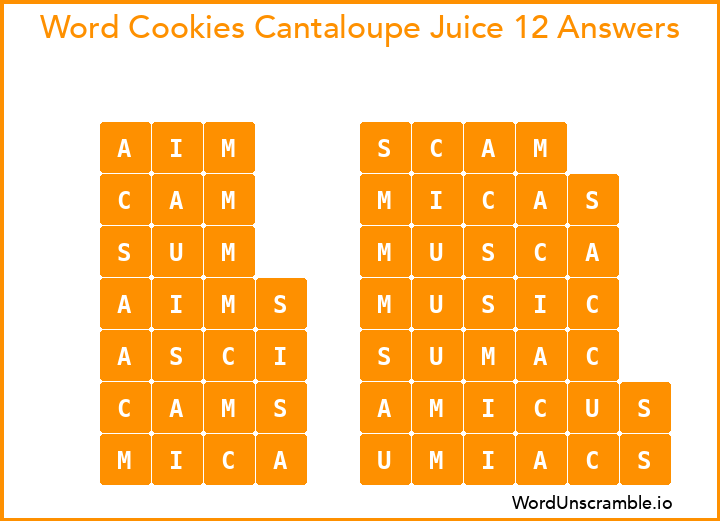 Word Cookies Cantaloupe Juice 12 Answers
