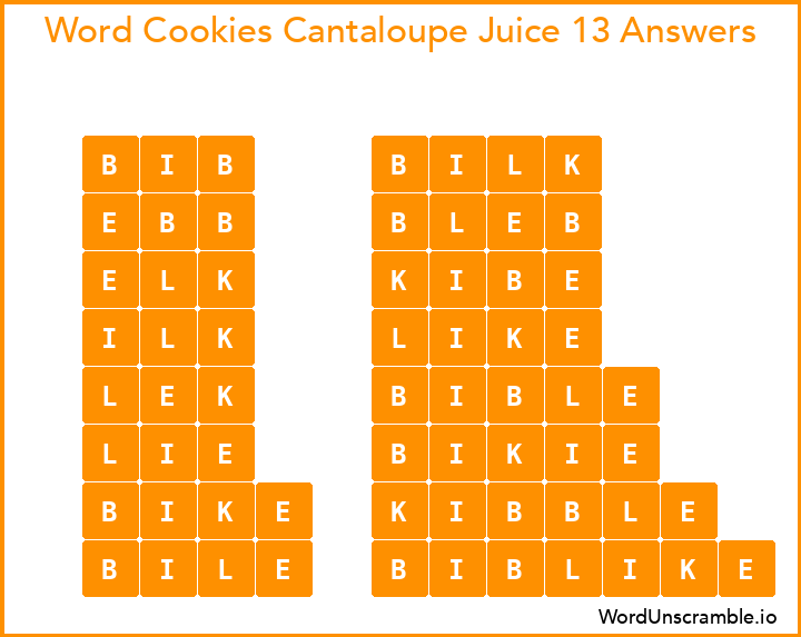 Word Cookies Cantaloupe Juice 13 Answers