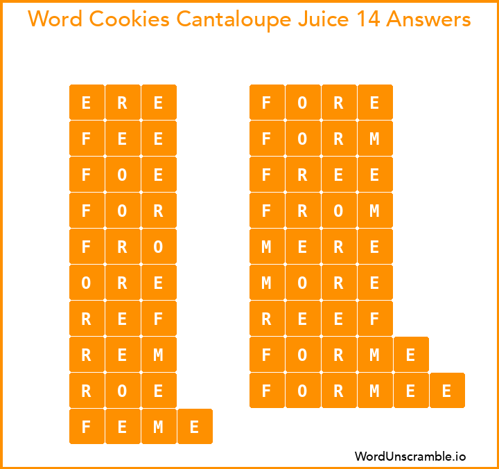 Word Cookies Cantaloupe Juice 14 Answers