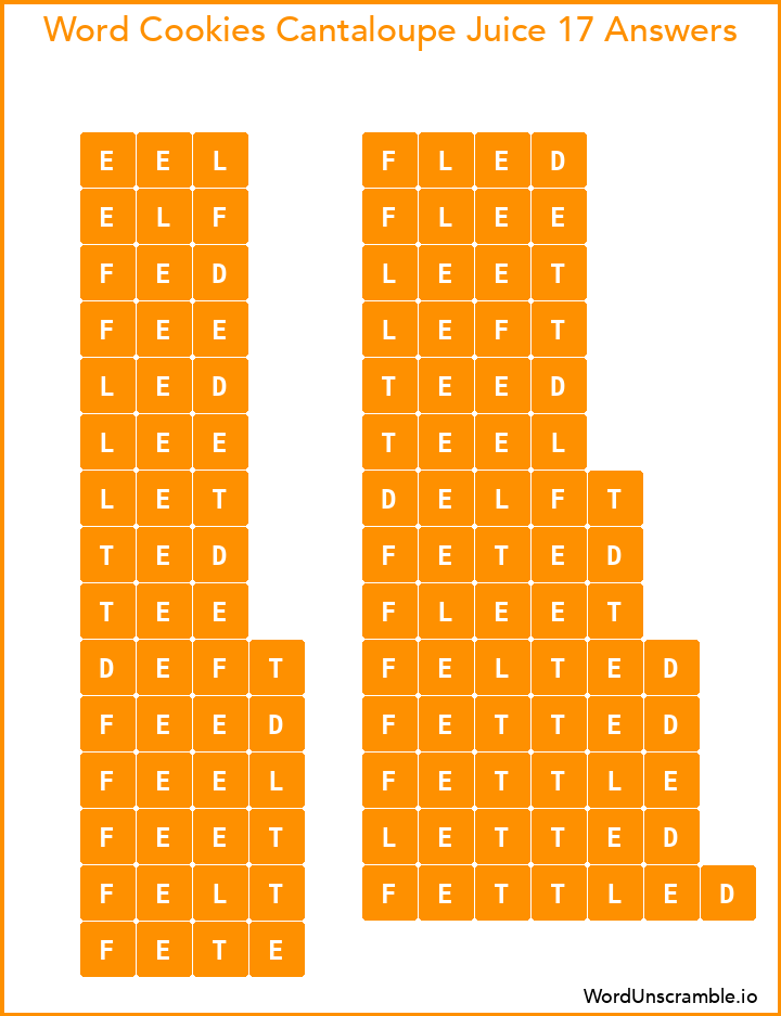 Word Cookies Cantaloupe Juice 17 Answers