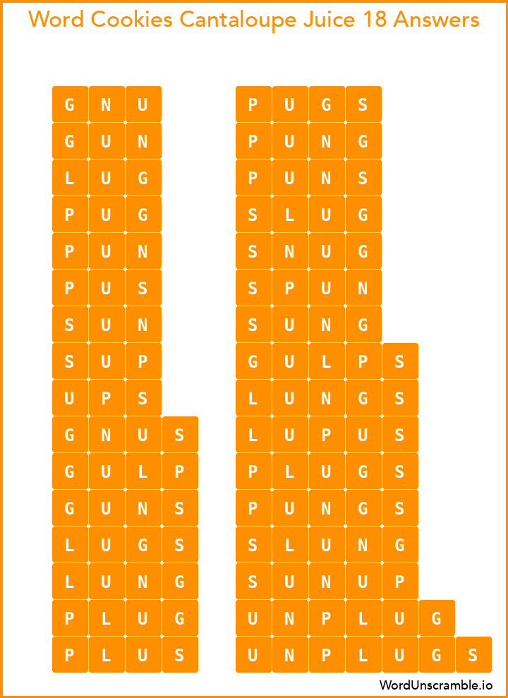 Word Cookies Cantaloupe Juice 18 Answers