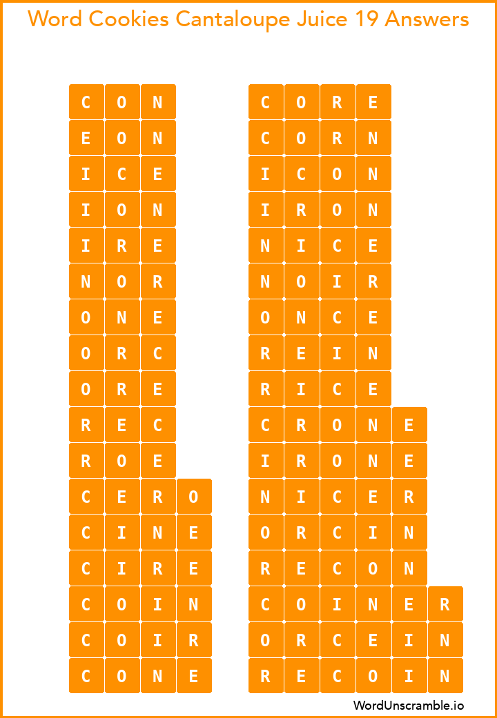 Word Cookies Cantaloupe Juice 19 Answers