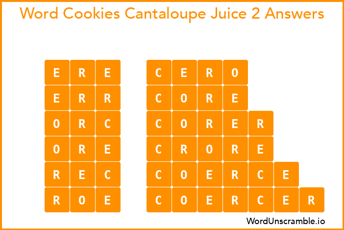 Word Cookies Cantaloupe Juice 2 Answers