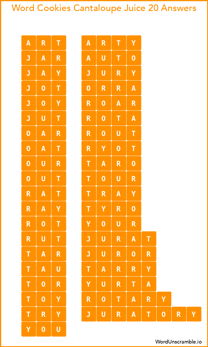 Word Cookies Cantaloupe Juice 20 Answers
