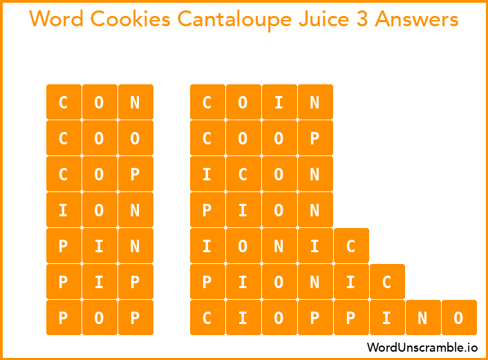 Word Cookies Cantaloupe Juice 3 Answers