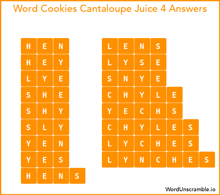 Word Cookies Cantaloupe Juice 4 Answers