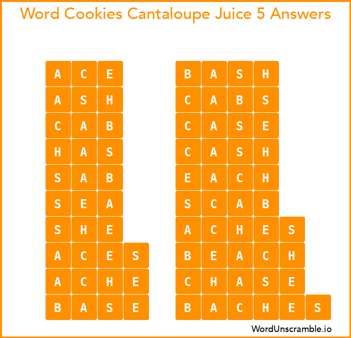 Word Cookies Cantaloupe Juice 5 Answers