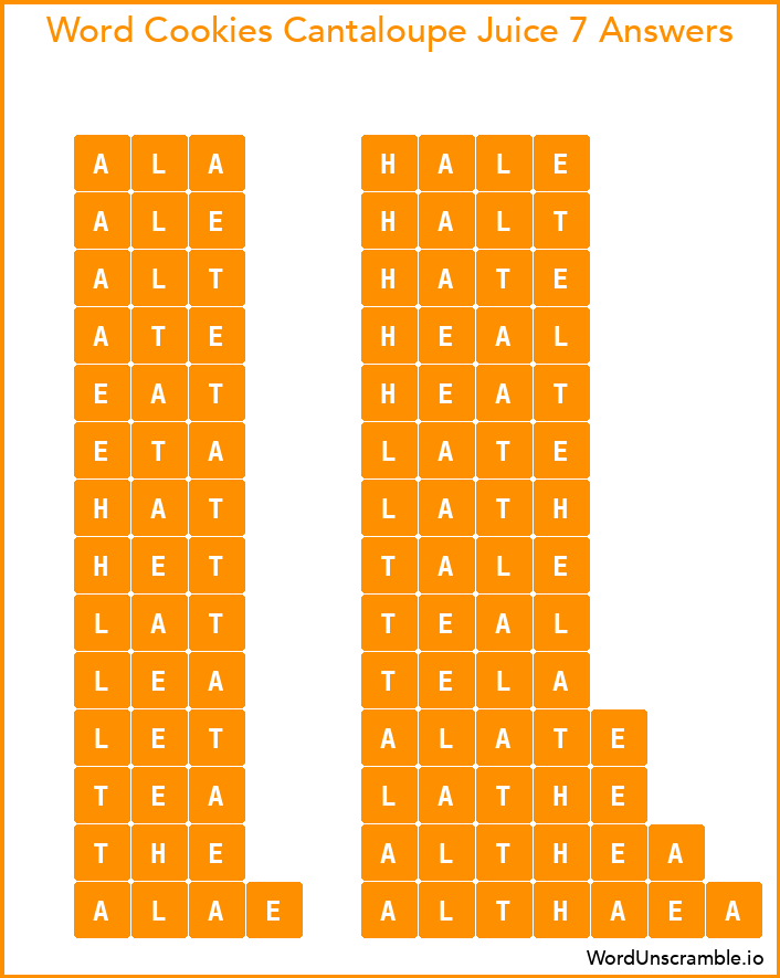Word Cookies Cantaloupe Juice 7 Answers