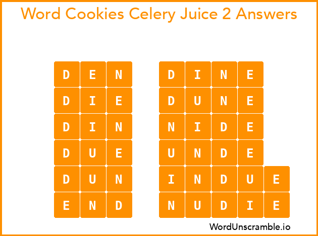 Word Cookies Celery Juice 2 Answers