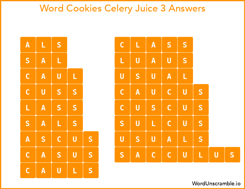Word Cookies Celery Juice 3 Answers