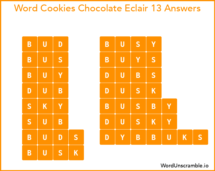Word Cookies Chocolate Eclair 13 Answers